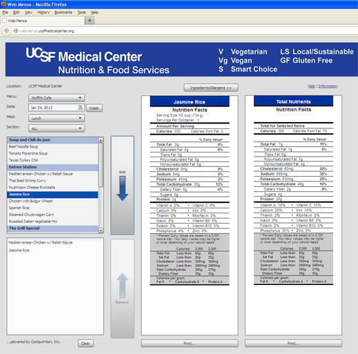UCSF WebMenu Screenshot